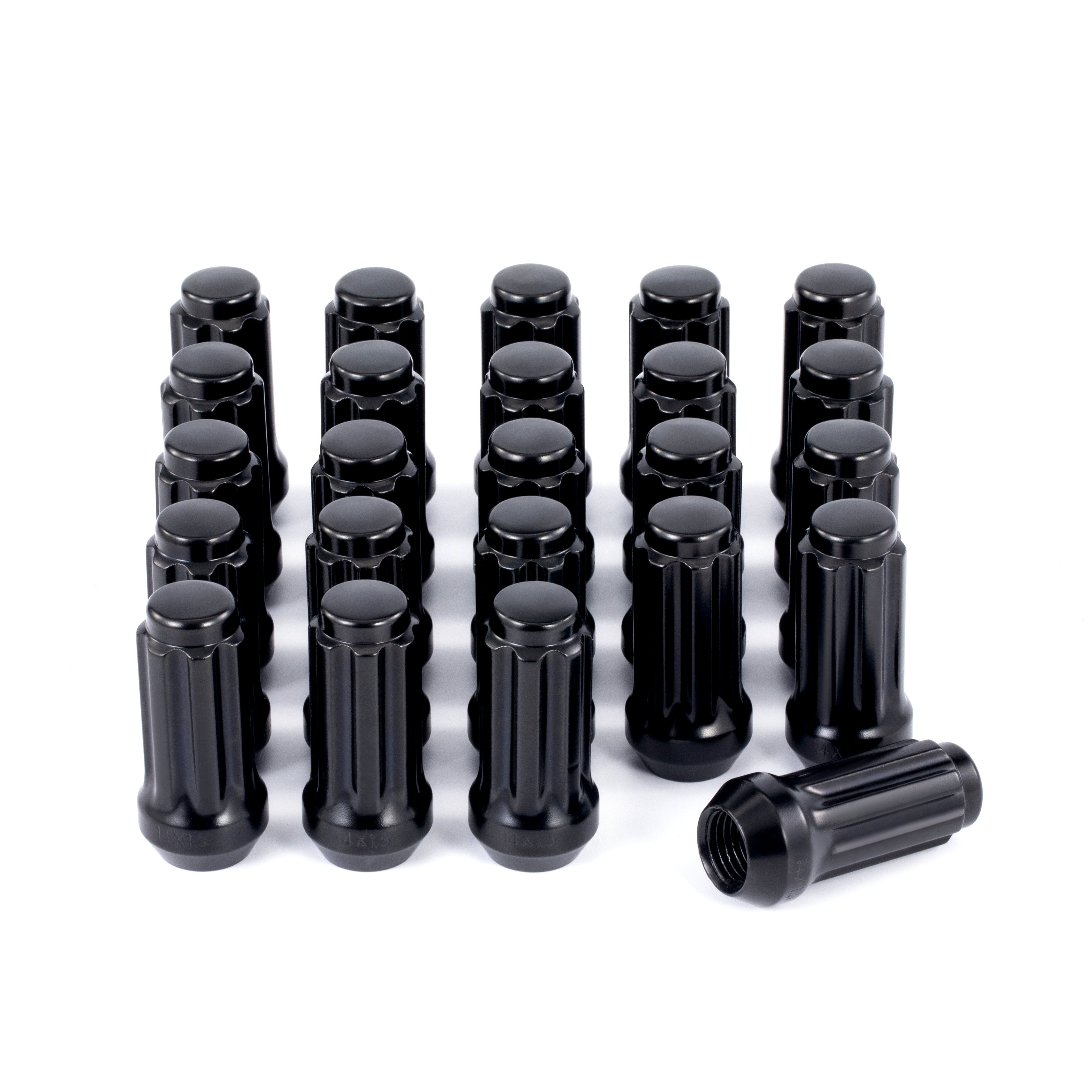 TJF AUTO 24-Pack Black Open End Lug Nuts – 14x1.5, 3/4" Hex, Conical Seat For Ford Chevy GMC