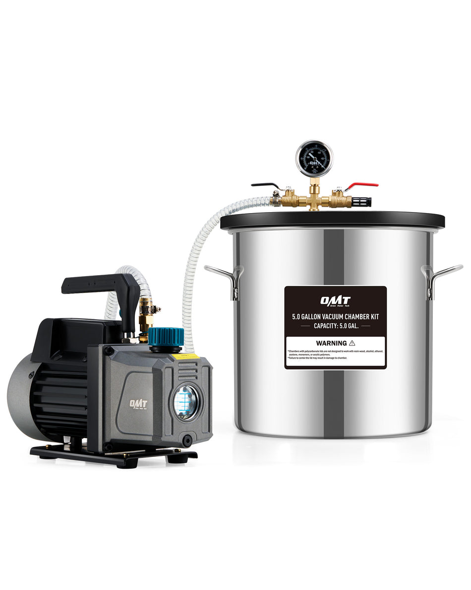 5 Gal Vacuum Chamber with Pump Kit, 3.5 cfm Vacuum Pump and Chamber Kit