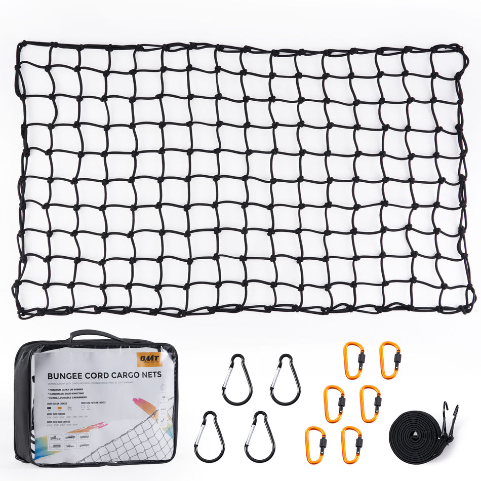Cargo Nets for Pickup Trucks, 3'x4' Latex Cargo Net Stretches to 6'x8' Universal Heavy Duty Truck Bed Net
