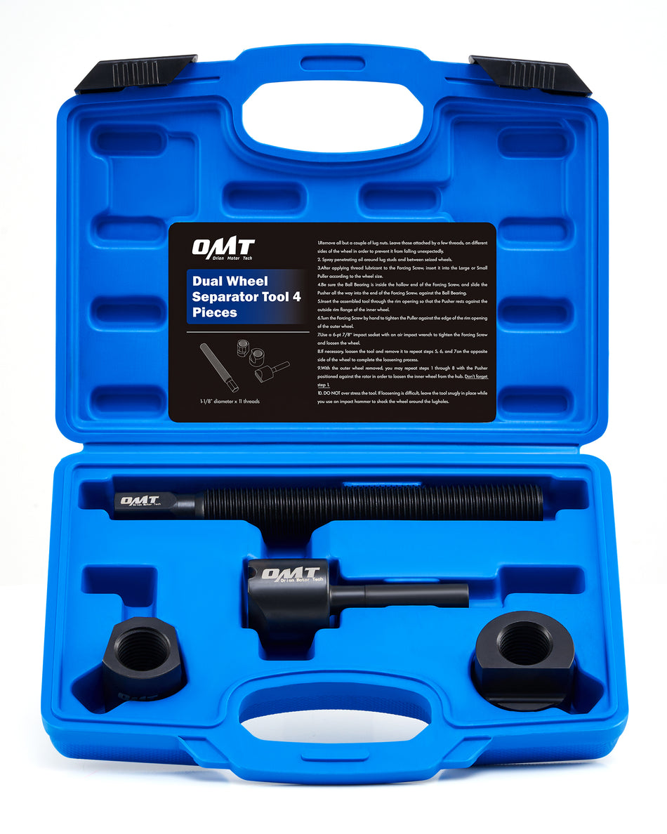 Dual Wheel Separator Tool, 4-Piece Wheel Hub Removal Tool with 11 Threads One-Piece Pusher