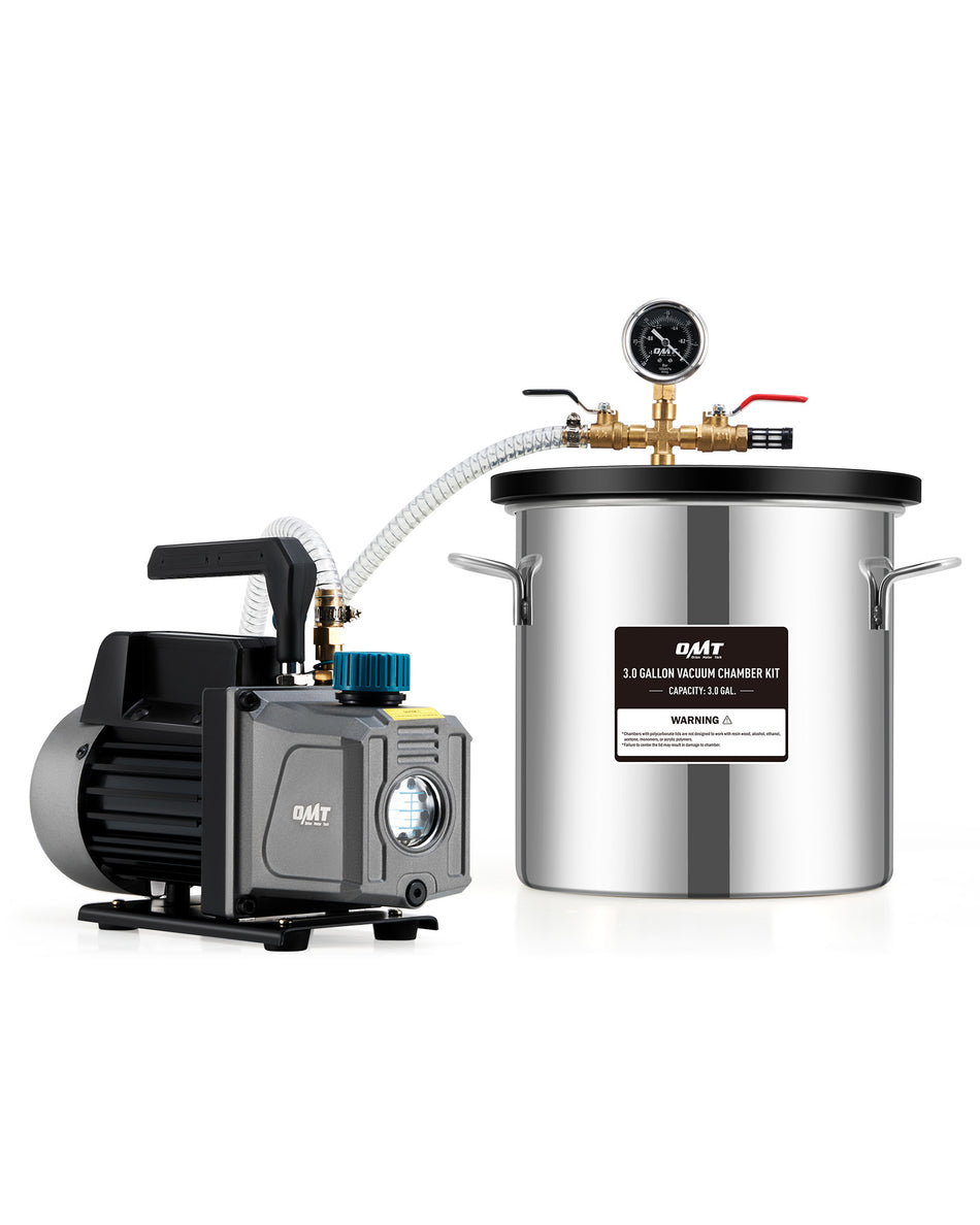 3 Gal Vacuum Chamber with Pump Kit, 3.5 cfm Vacuum Pump and Chamber Kit