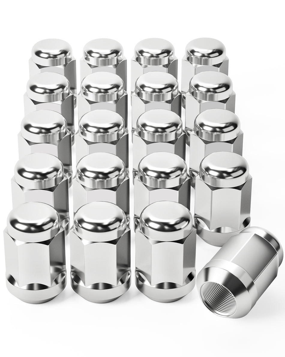 1/2"-20 Lug Nuts with Cone Seat, 3/4" 19mm Hex 1.38x0.87 in. Chrome Plated Wheel Lug Nuts