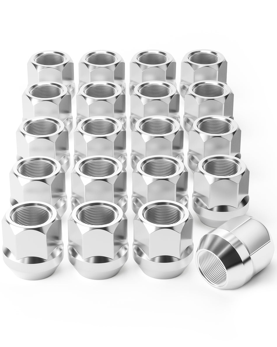 1/2"-20 Open End Lug Nuts, 3/4" 19mm Hex 0.84x0.9 in. Chrome Plated Wheel Lug Nuts