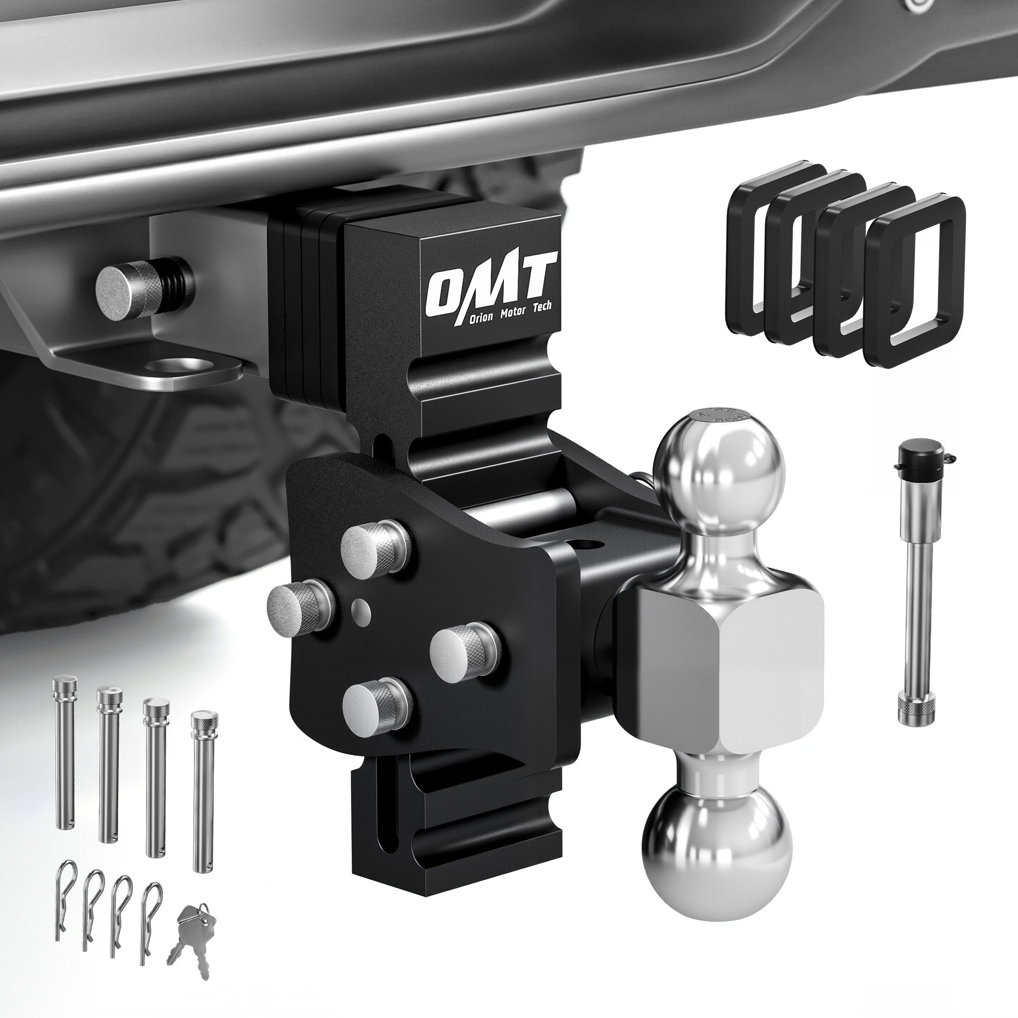 Adjustable Trailer Hitch, Fits 2" Receiver, 5" Drop Hitch with 2" & 2 ...