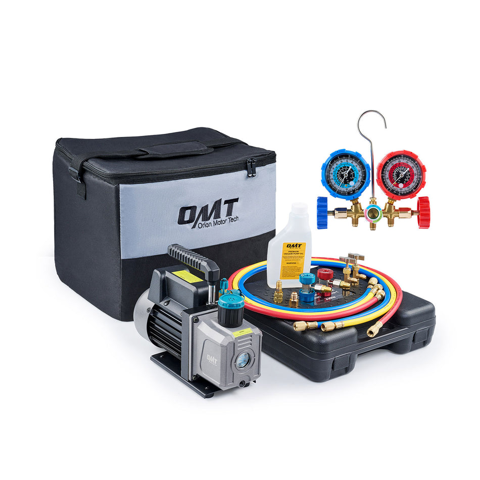 3.5cfm AC Vacuum Pump Kit with R12 R22 R134a R502 Manifold Gauge