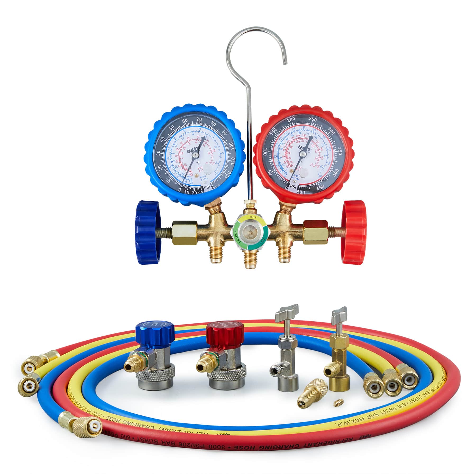 Manifold Gauge Set für R134A R12 R22 und R502 Kältemittel mit 36ft Schlauch adap Manifold Gauge Set für R134A R12 R22 und R502 Kältemittel mit 36ft Schlauch adap