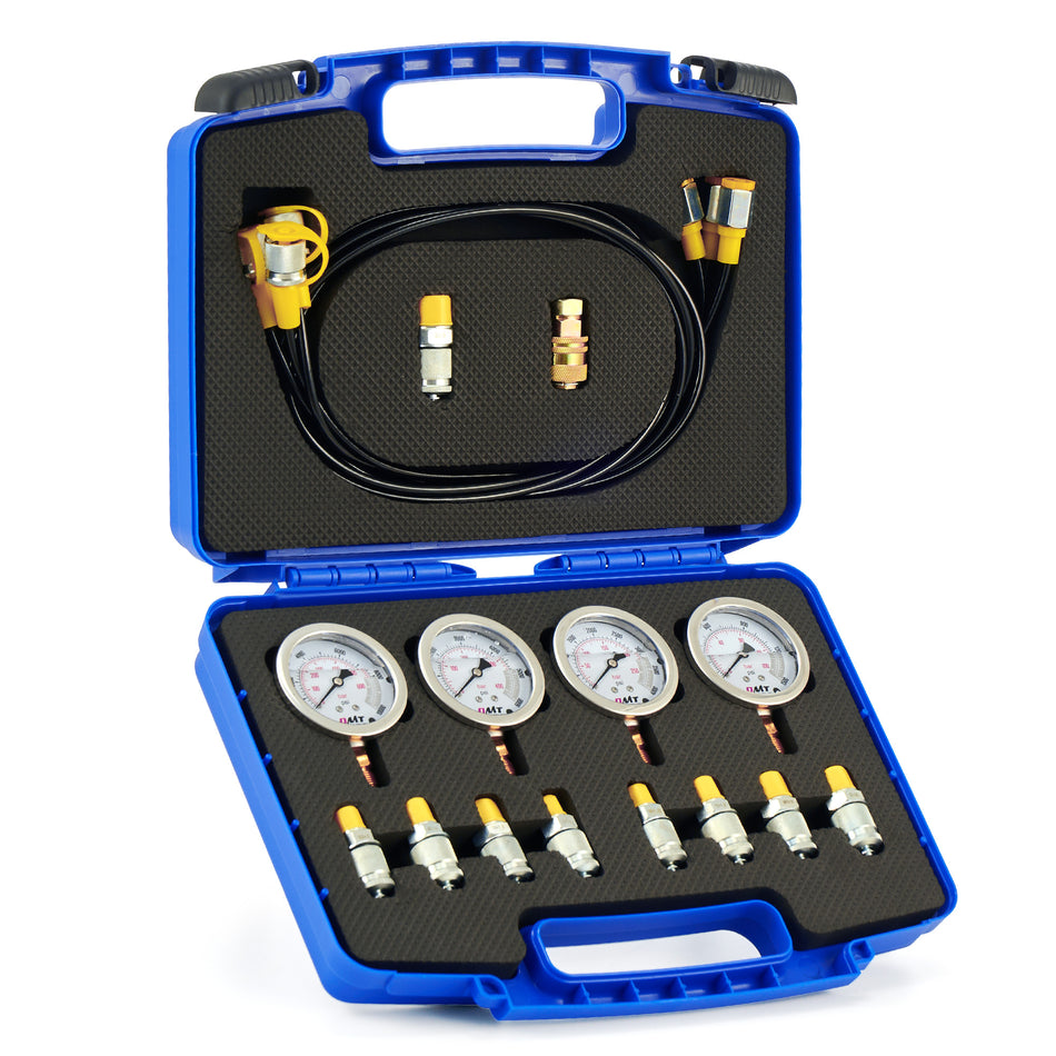 Hydraulic Pressure Test Kit with 4 Gauges 1300 3500 5500 9000 psi