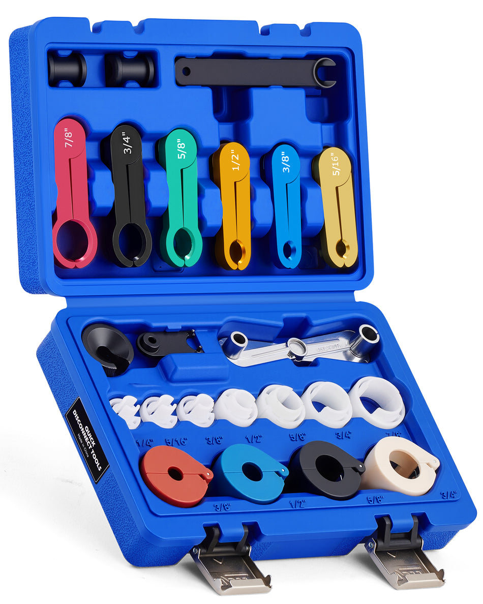 Master Quick Disconnect Tool Set, 25pc Line Disconnect Tool Kit for A/C Fuel & Transmission Systems, Fuel Line Disconnect Tools for Mechanics Compatible with Ford Chevy GM More, Blue