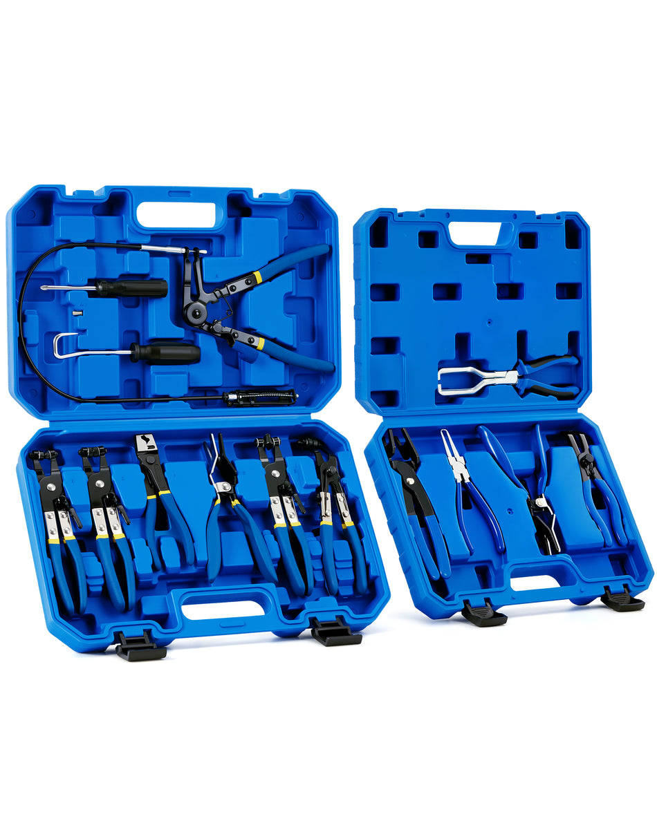 Fuel Line Pliers & Hose Clamp Pliers Set, 14 Piece Disconnect Set with Fuel Filter Caliper Hose Pipe,Heavy-Duty Pipe Repair Set for Auto Line