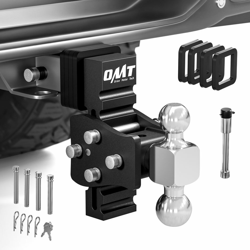 Orion Motor Tech Adjustable Trailer Hitch, 5" Drop Hitch with 2" & 2-5/16" Balls