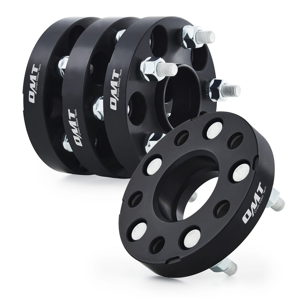 5x4.5 Hub Centric Wheel Spacers, 1" Black Wheel Spacers with M12x1.5 Studs