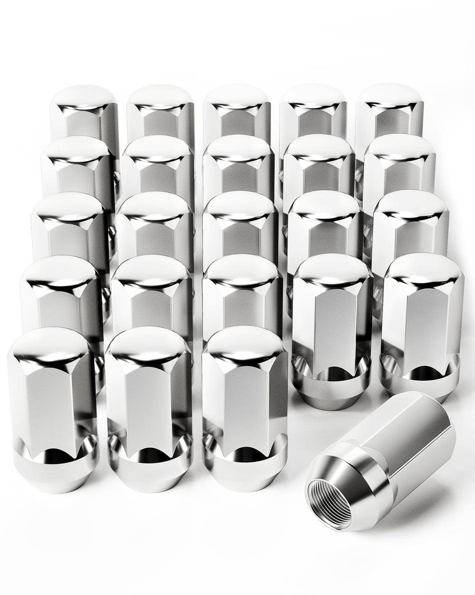 20pc Chrome Bulge Acorn Lug Nuts M12x1.5 – For Ford Fusion, Focus, Escape – Carbole