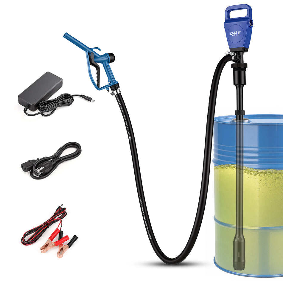 Electric Drum Barrel Pump, 7 GPM Dual Power AC 100–240V & 12V DC Drum Pump for 55 Gallon Drums & 275 Gallon IBC Totes, Fuel Transfer Pump for Diesel DEF Water Antifreeze