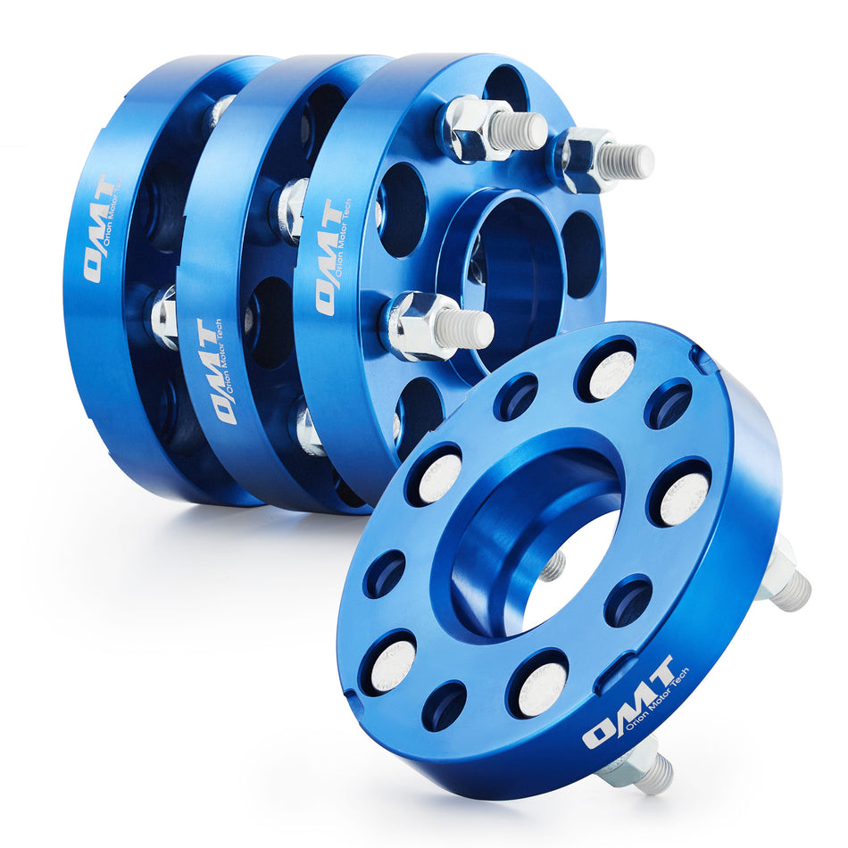 Hub Centric 5x114.3 Wheel Spacers, 1" Blue Wheel Spacers with M12x1.5 Studs