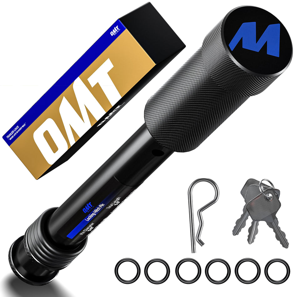 Locking Hitch Pin, Fits 2" Receiver with 5/8" Diameter Hitch Pin Lock, Anti-Theft Steel Hitch Pin Lock with Key for Class III IV Hitches, Anti-Rattle Trailer Hitch Pin with O-Rings