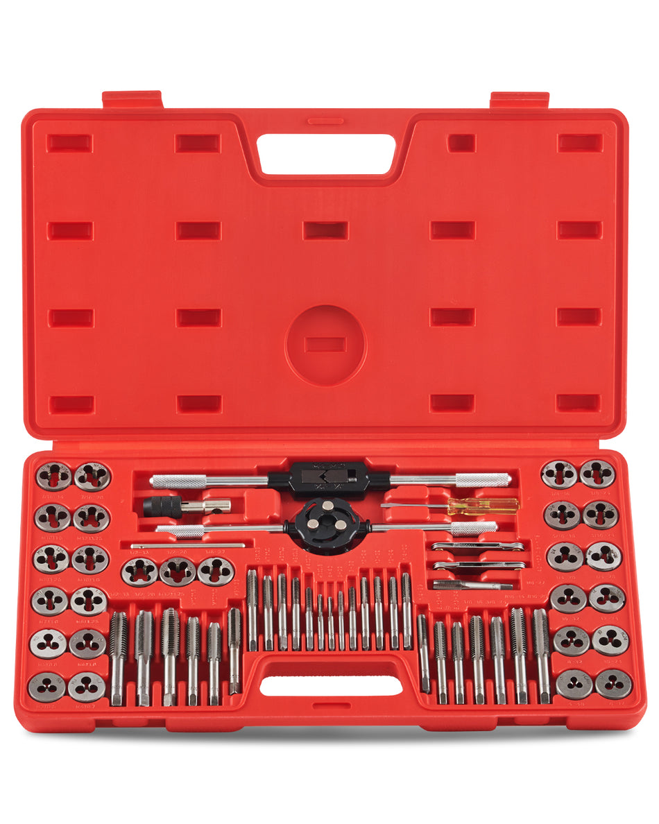 60pc Tap and Die Set, SAE Metric Thread Repair Kit for External and Internal Rethreading