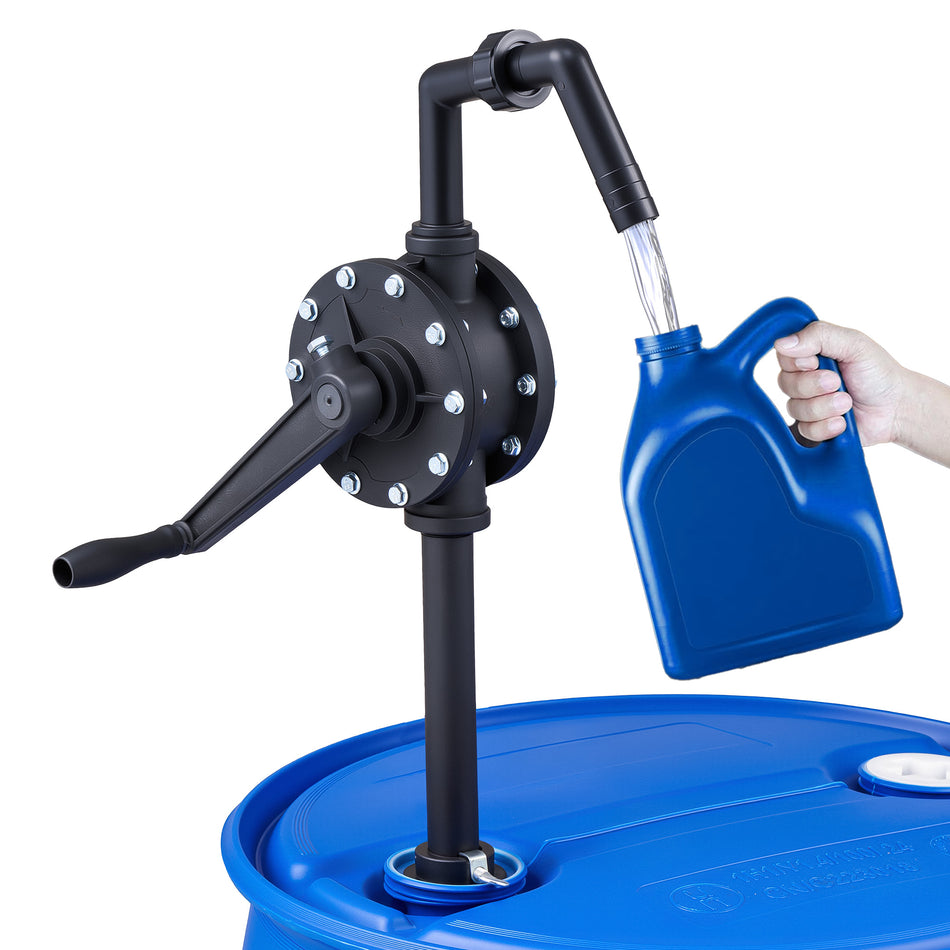 55 Gallon Drum Pump, Rotary Barrel Pump for Transfer of Chemicals, Acidic Solutions, Fuel, Water Based Fluids, Fits 5 to 55 Gallon Drums Hand Water Pump, Black
