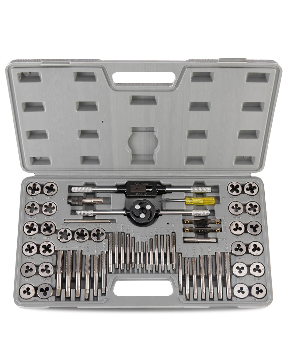 60 PCS Tap and Die Set Metric and Standard Sizes Included Tap Die Kit Metric and SAE