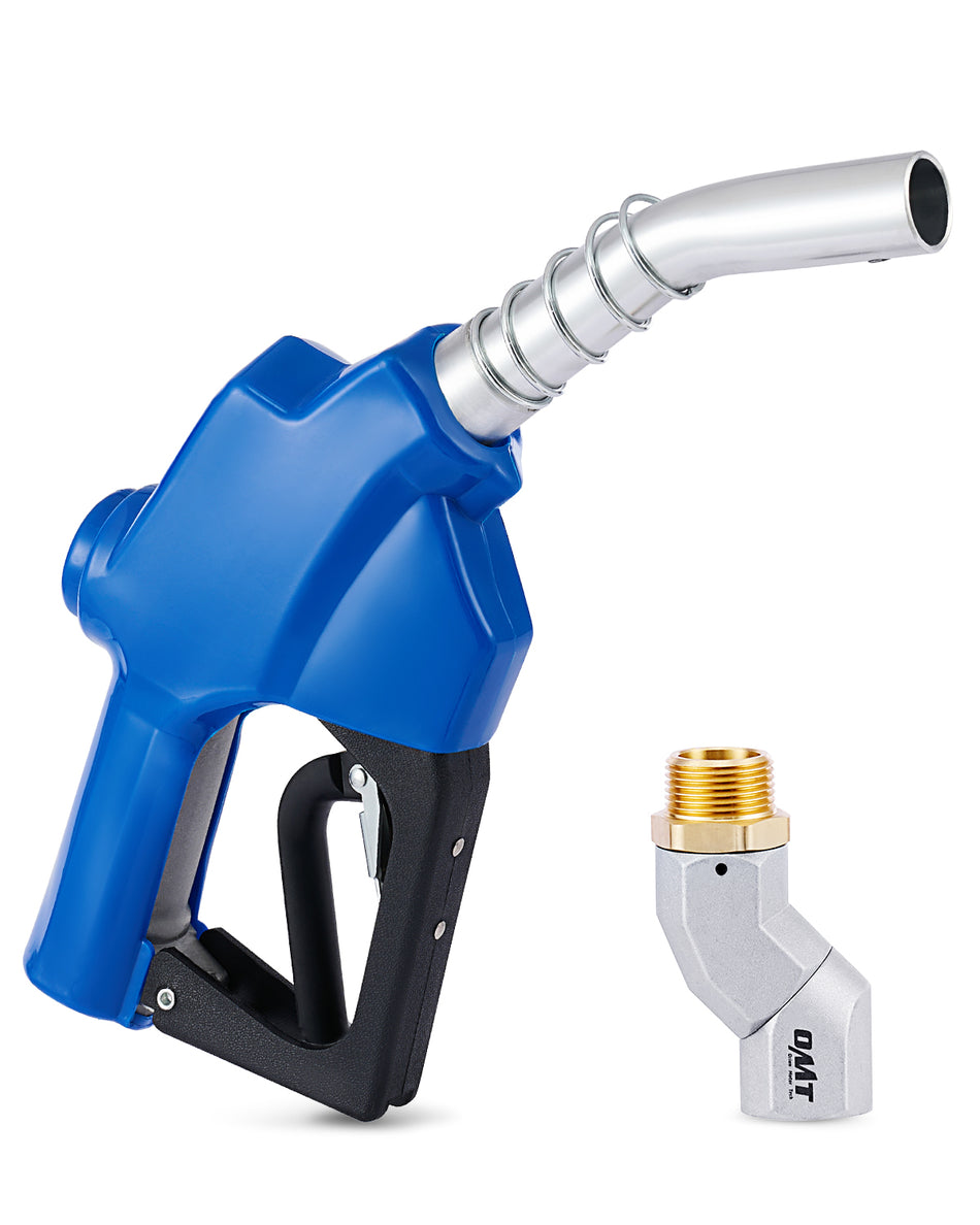 Automatic Fuel Nozzle Kit, 1" NPT Auto Shut Off Fuel Nozzle with 360° Hose Swivel, Gas Fuel Transfer Refilling Nozzle with 1-3/16" Spout 32 gpm Flow Rate for Gasoline Diesel Kerosene