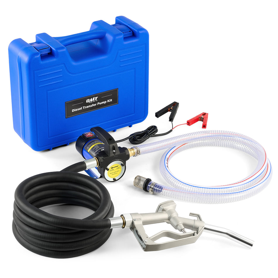 Diesel Transfer Pump Kit, 12V Fuel Transfer Pump Kit with Nozzle & Hoses