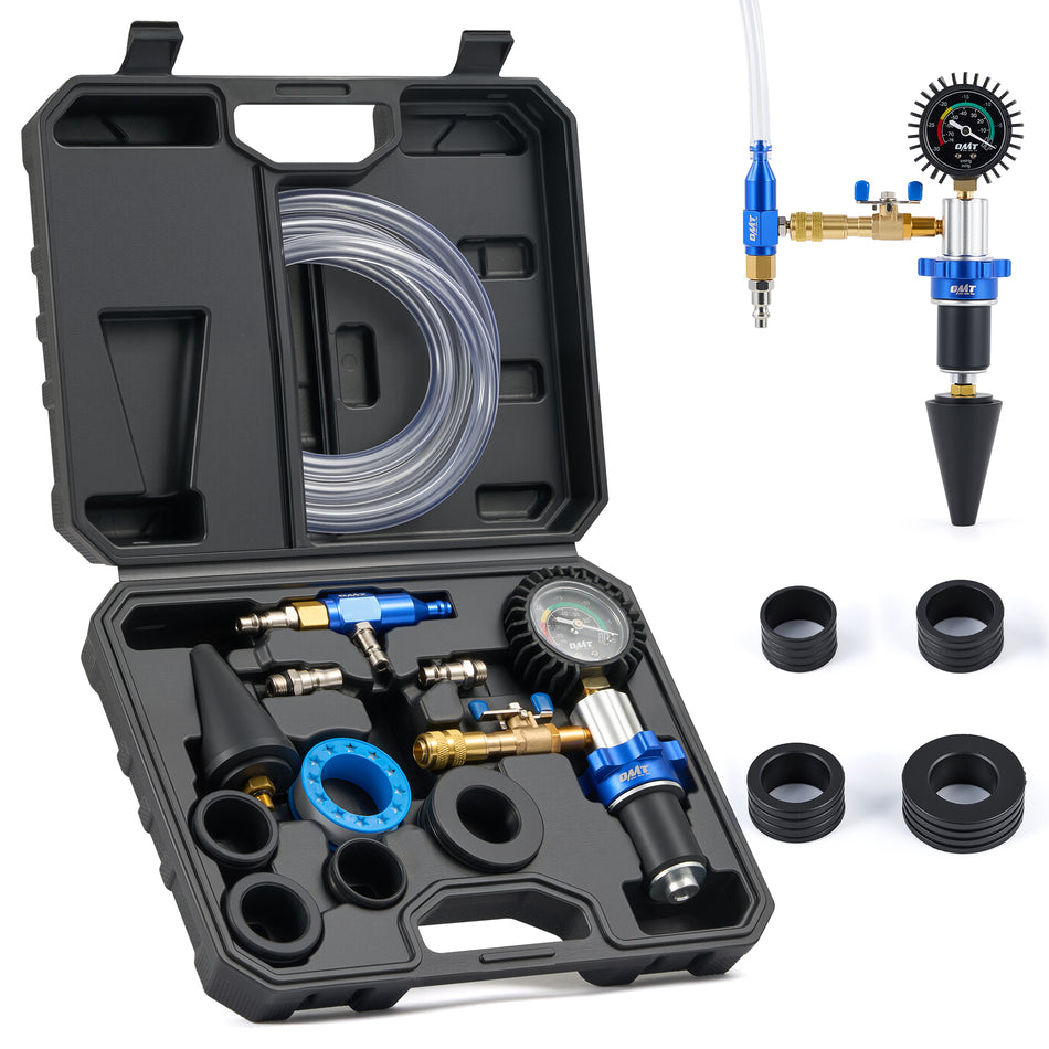 Coolant Vacuum Refill Kit, 13pc Radiator Cooling System Tool Set with Conical Adapter 4 Round Adapters for Leak Detection Cooling Refill, Vacuum Coolant Fill Kit with Hose, Black