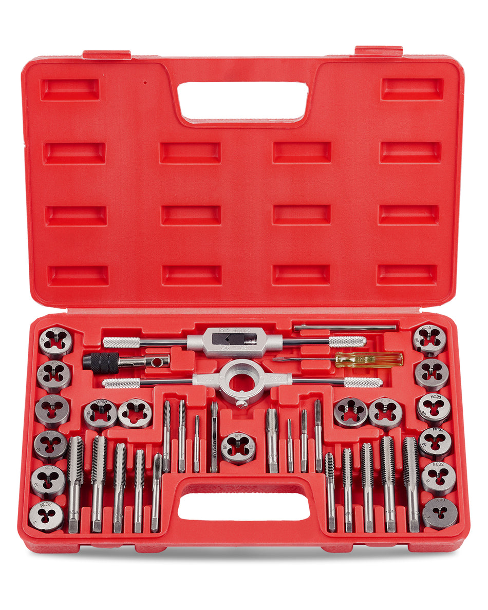 SAE Tap and Die Set Standard | #4, 6, 8, 10, 12, 1/4, 5/16, 3/8, 7/16, 1/2" Tap Set and Die Set