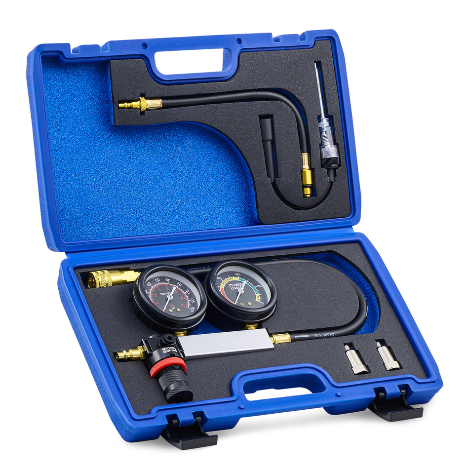 Cylinder Leak Down Tester Kit, Automotive Engine Compression and Leakage Tester