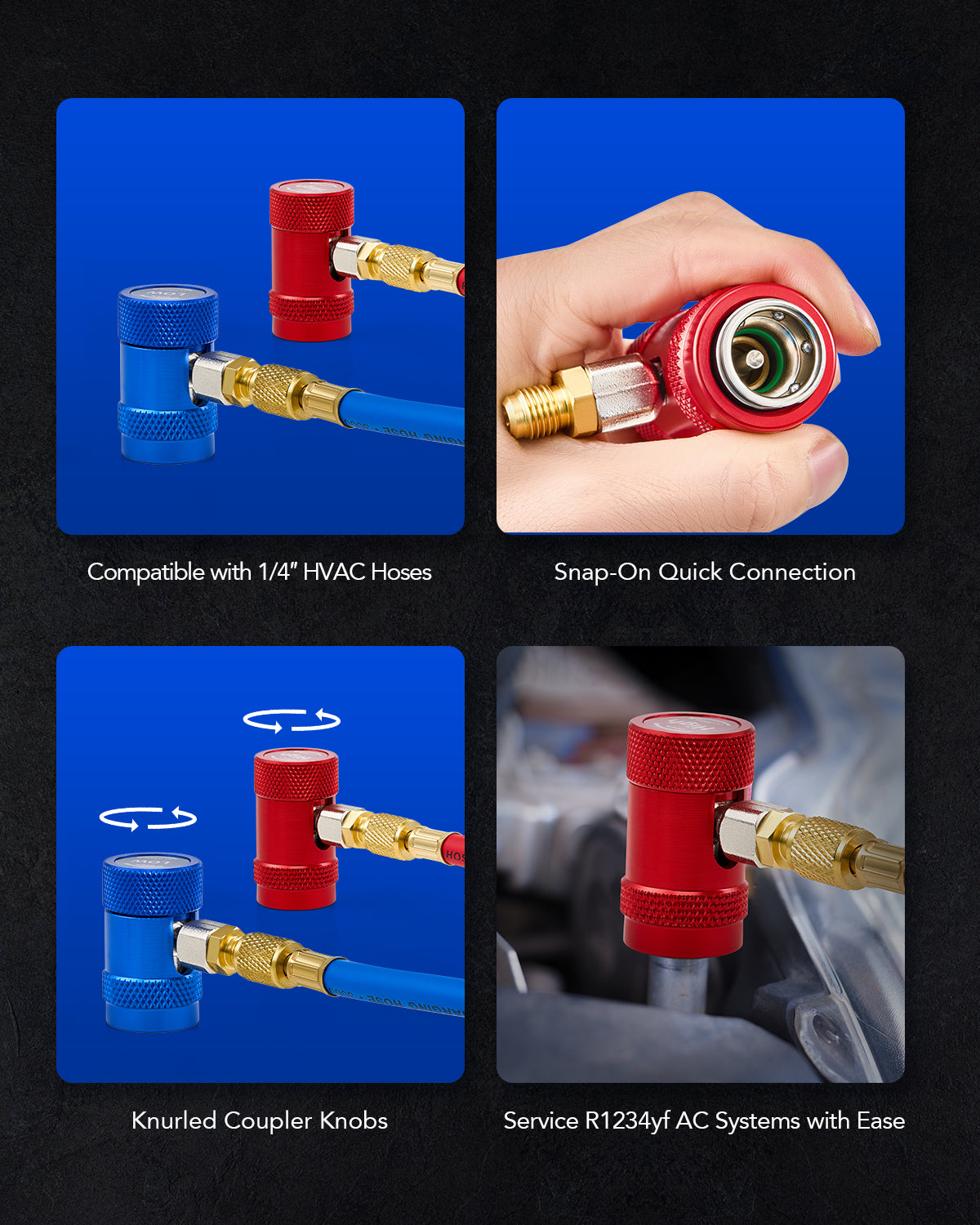 R1234yf Quick Couplers Set, R1234yf Adapter Tool Kit with Self-Sealing ...