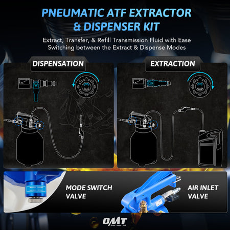 Transmission Fluid Pump Extractor and Dispenser Kit, 10L Pneumatic Transmission Fluid Transfer Pump