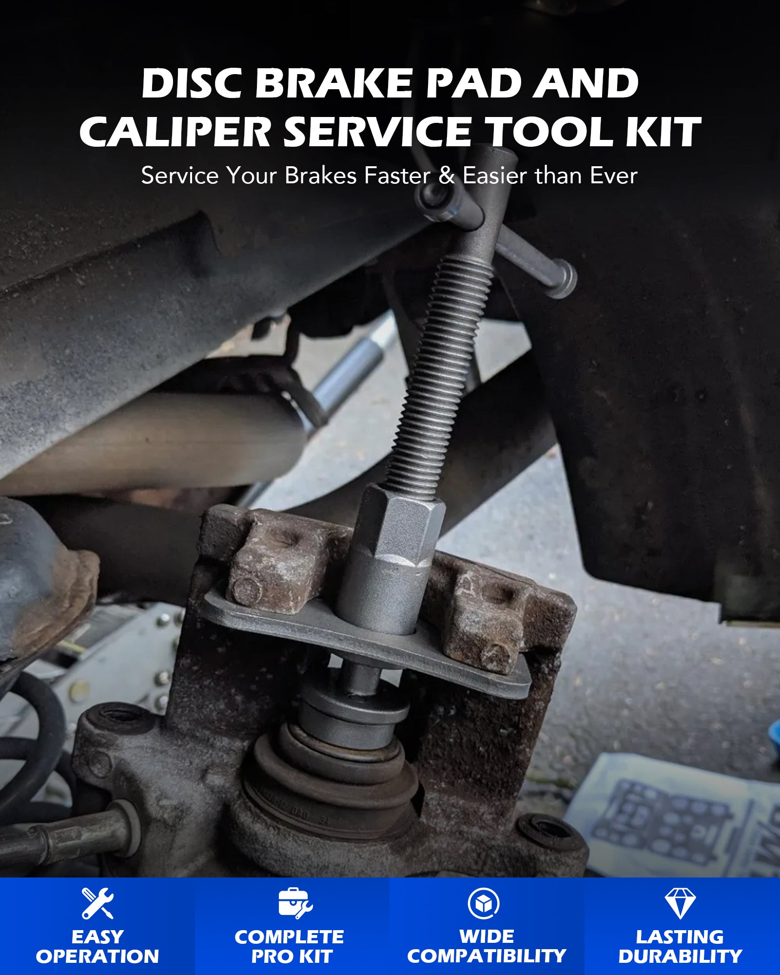Brake Caliper Wind Back Tool Kit, 24pc Brake Caliper Compression Tool Set, Blue