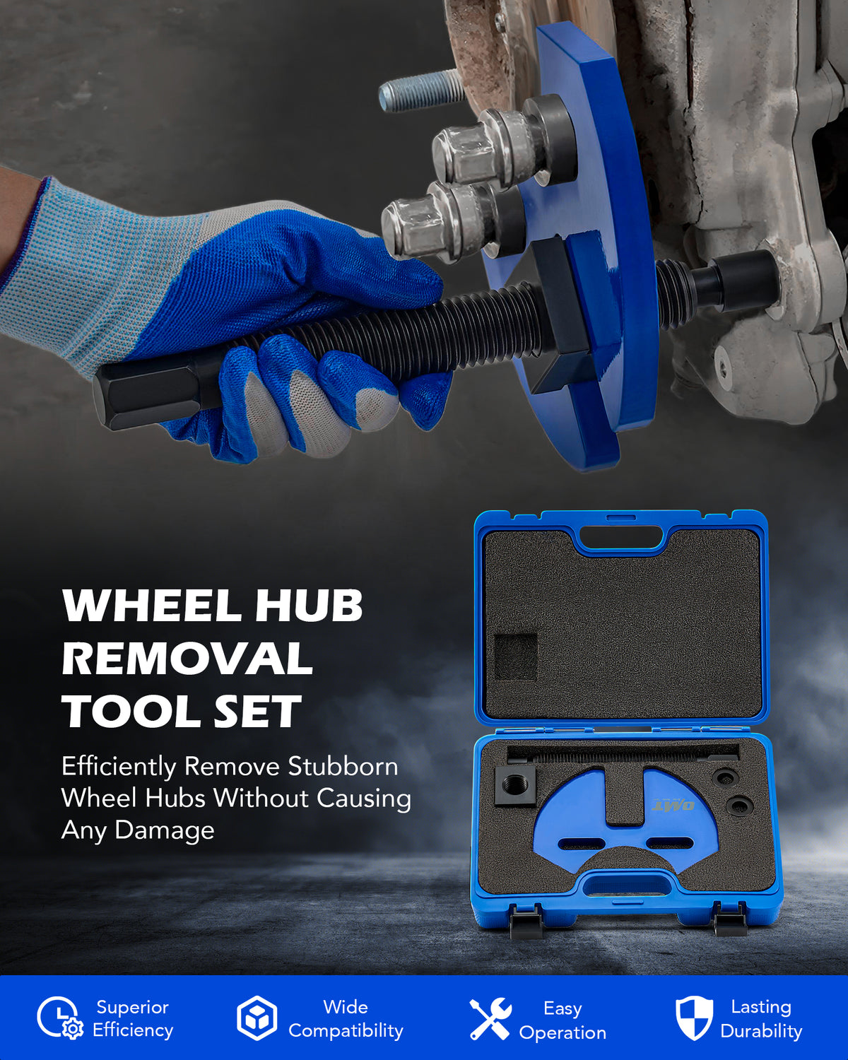 Hexautoparts Hub Removal Tool – Wheel Bearing Remover Plate Fits Most 5, 6, 8 Lug Patterns