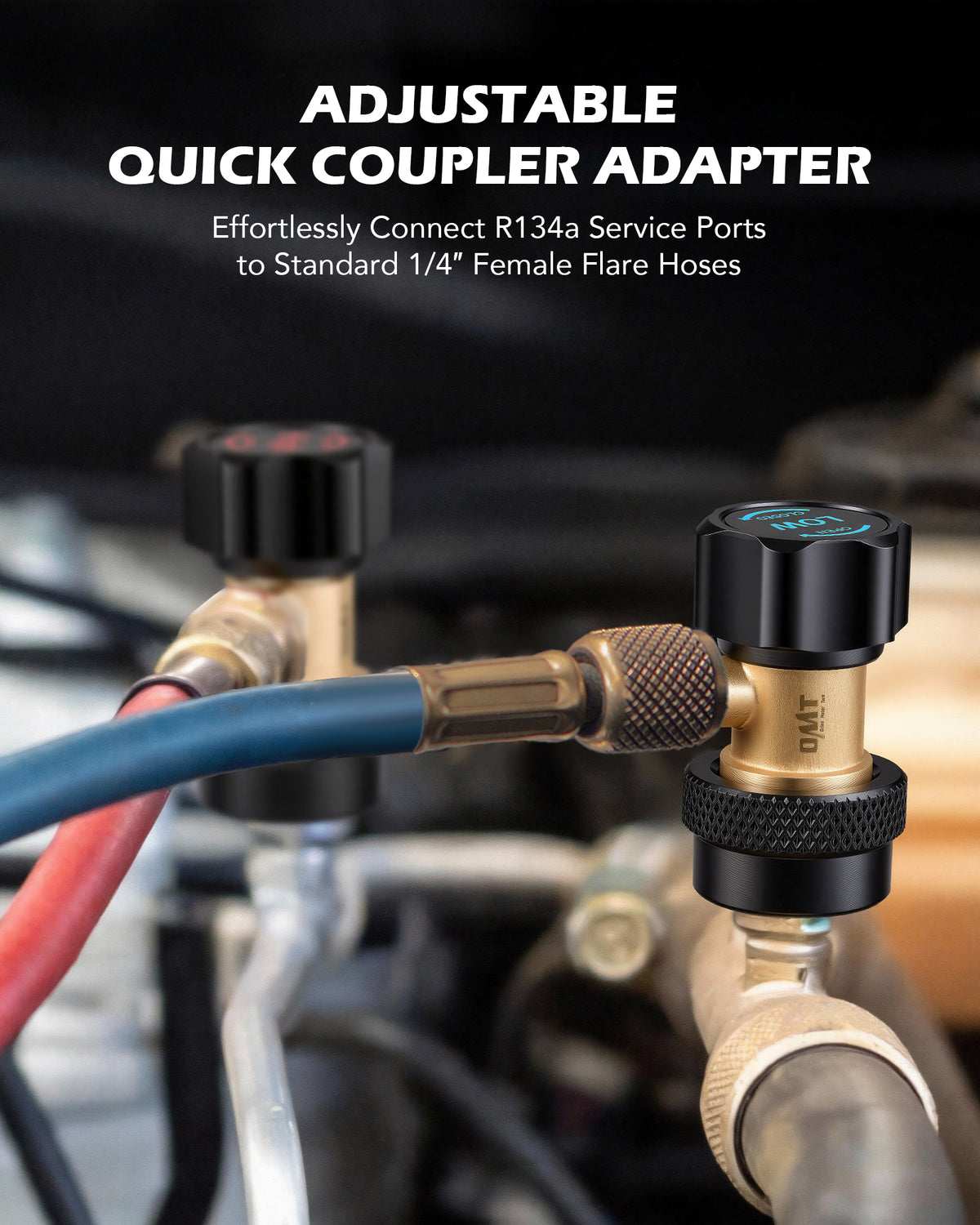 R134a Adjustable Quick Coupler Adapters, High & Low Pressure 2pc R134a ...