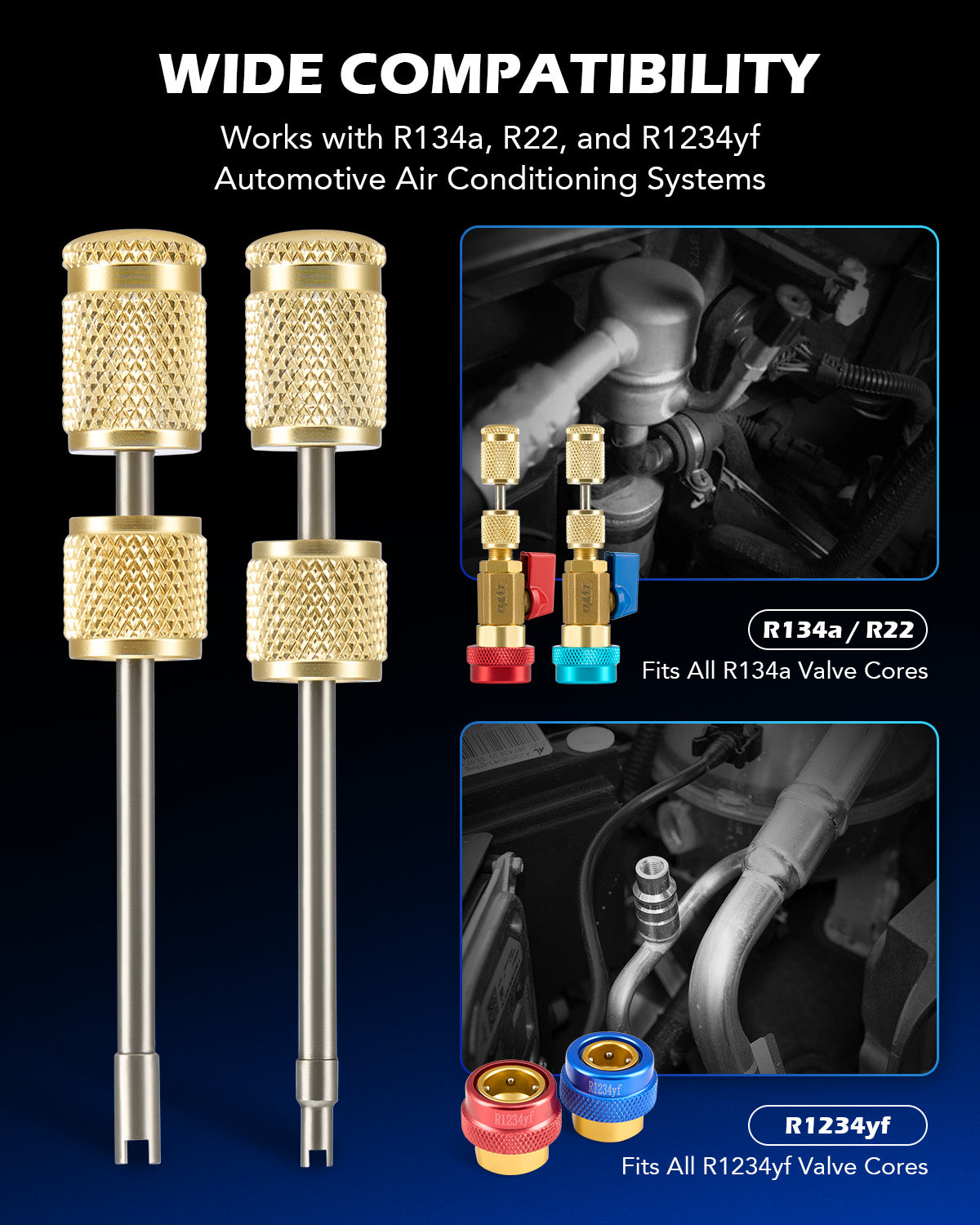 Tool Remove Radiator Core AC Valve Core Removal Tool, R134a R1234yf R22 Valve Core Remover Insta ...