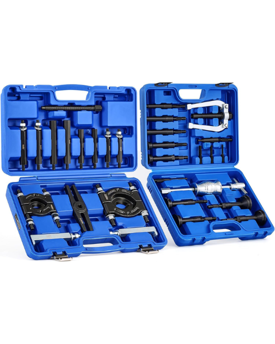 Bearing Puller & Housing Removal Set, 30 pc. 2-in-1 Bearing Puller Tool Set for Wheel Bearing Bushing Axle, Blind Hole Bearing Puller & Bearing Separator Set with Slide Hammer Collets