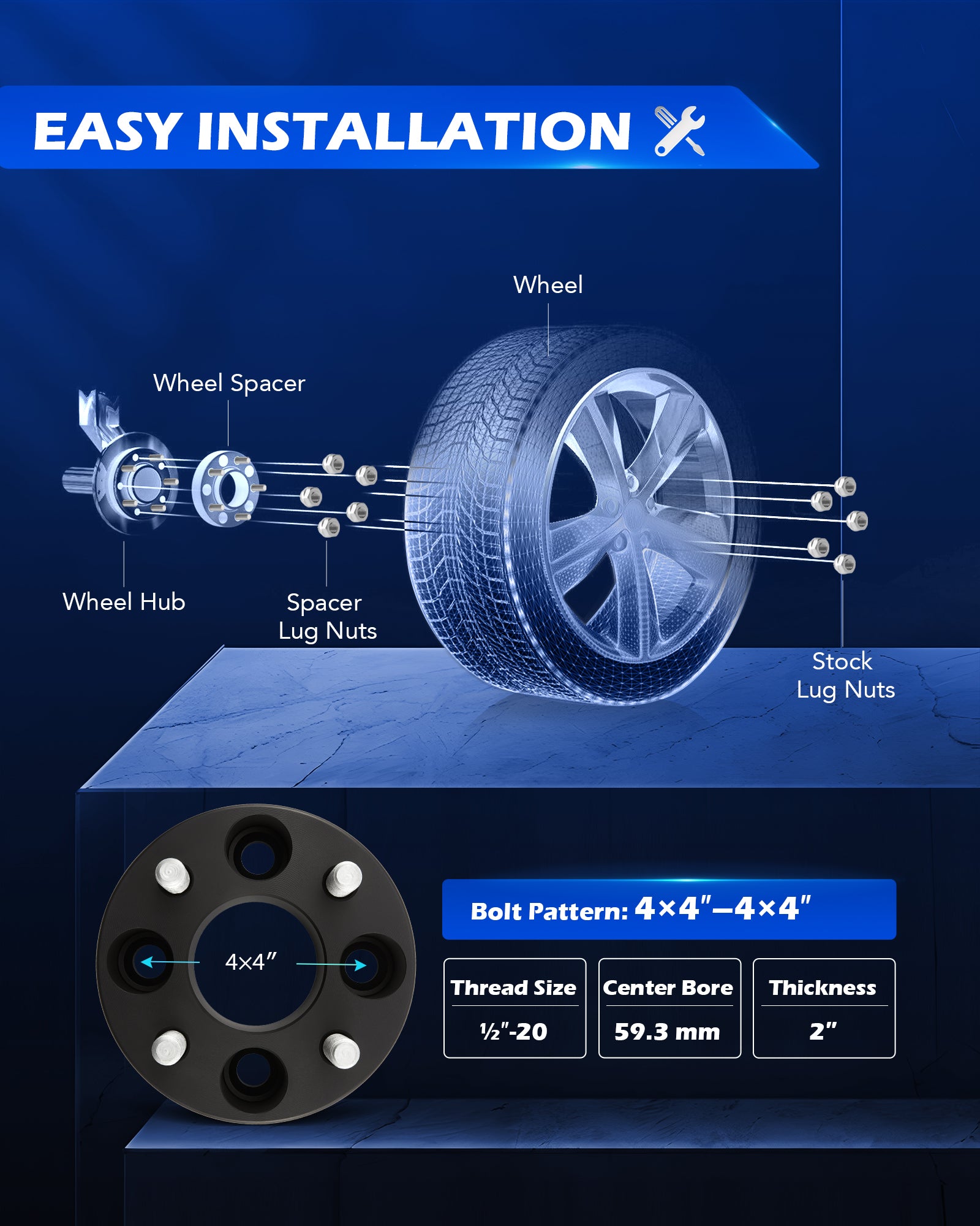 4pcs 4x4 Wheel Spacers, Golf Cart Wheel Spacers Compatible with EZGO EZ GO Golf Cart Club Car ATV, 2