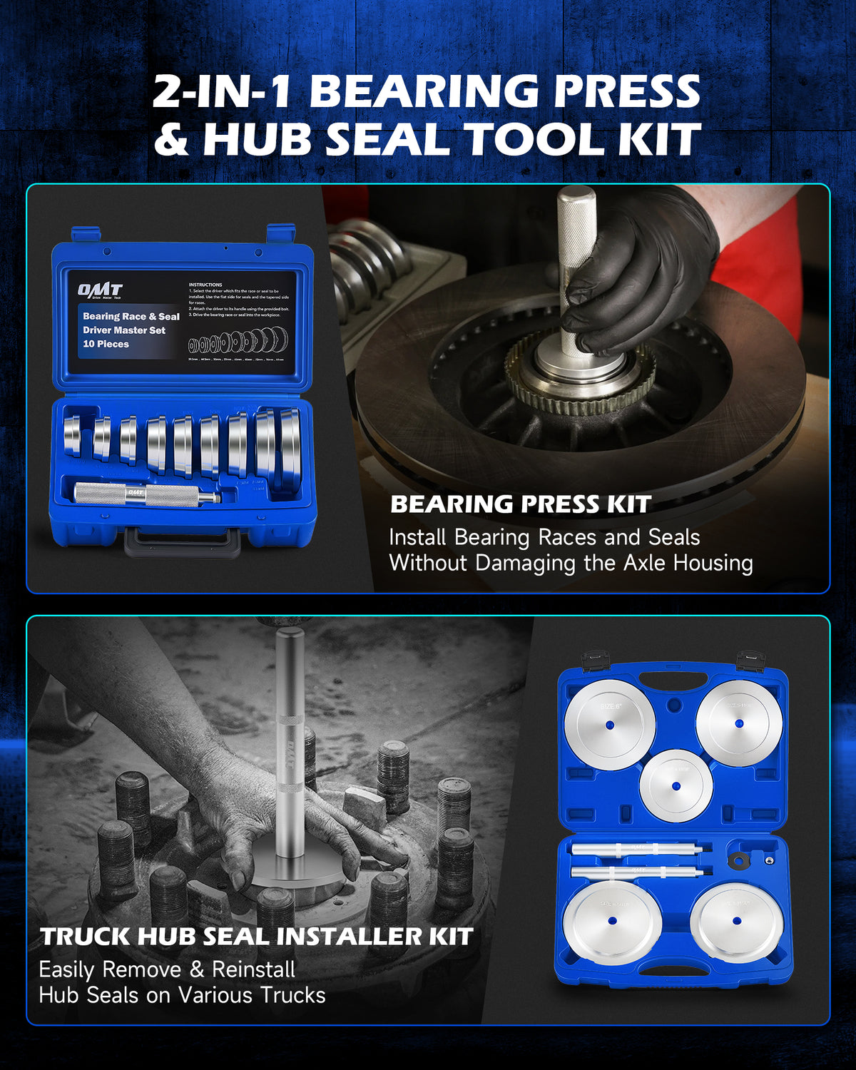 2 in 1 Bearing Press Kit & Truck Hub Seal Installer Kit, Complete Bear ...