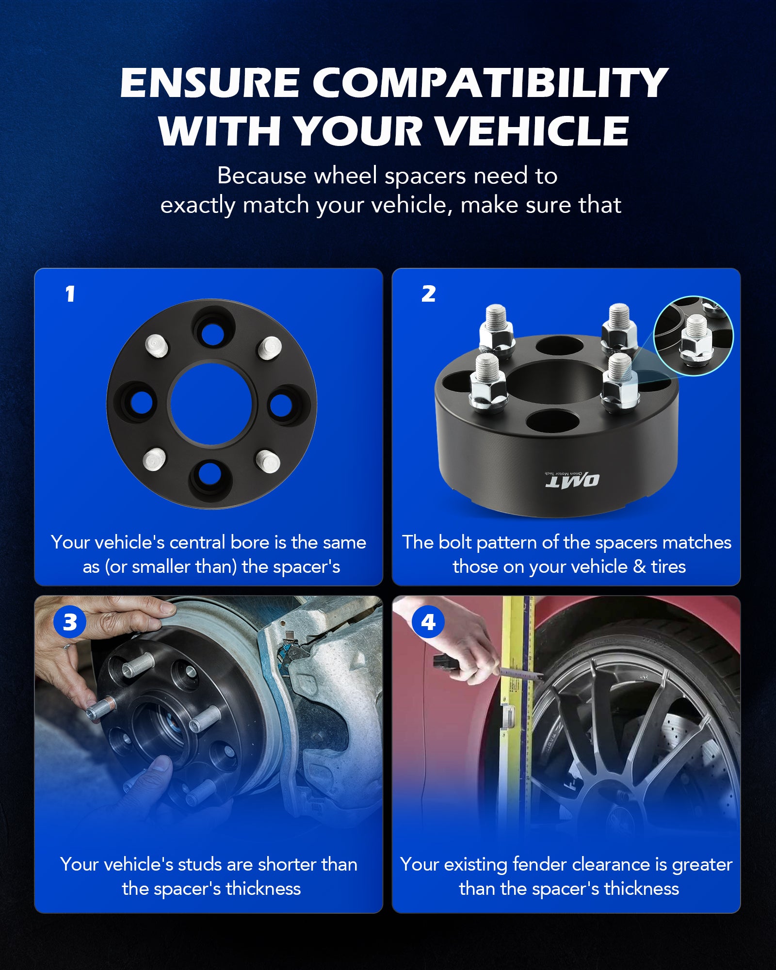 4pcs 4x4 Wheel Spacers, Golf Cart Wheel Spacers Compatible with EZGO EZ GO Golf Cart Club Car ATV, 2