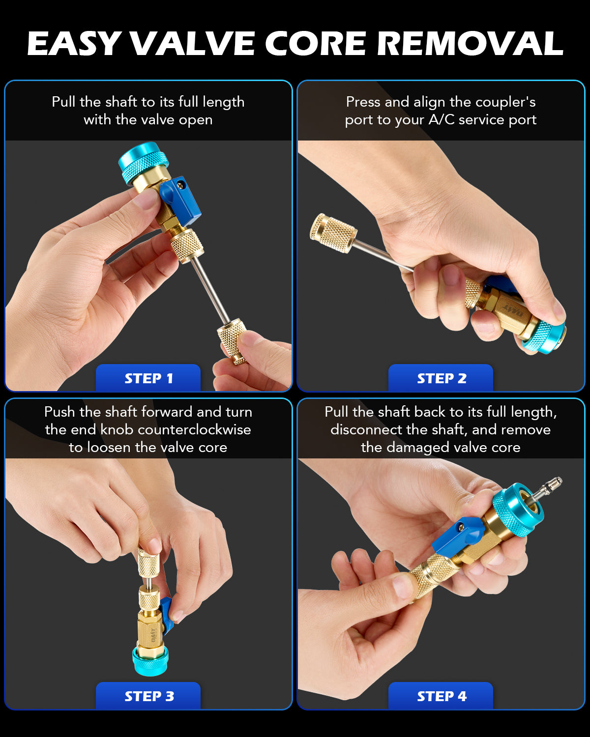 Tool Remove Radiator Core AC Valve Core Removal Tool, R134a R1234yf R22 Valve Core Remover Insta ...
