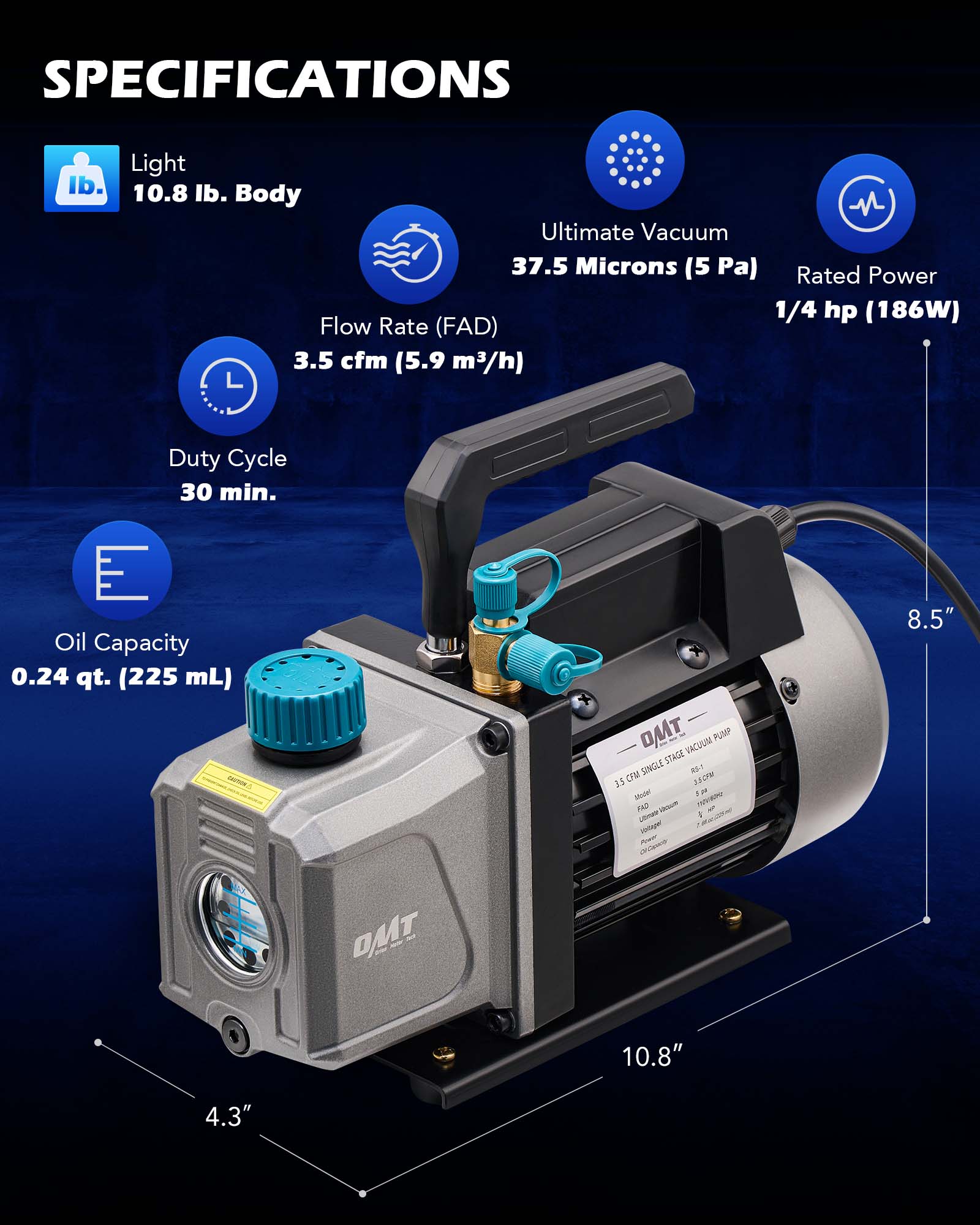 Waltvotur HVAC A/C Manifold Gauge Set & 3 CFM Vacuum Pump Combo Kit – R134A