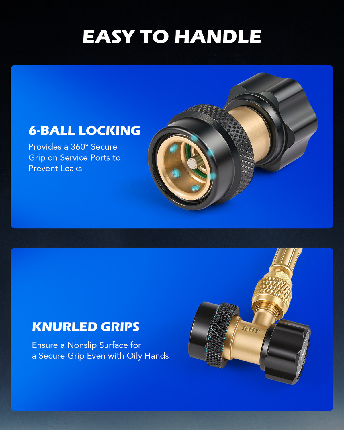 R134a Adjustable Quick Coupler Adapters, High & Low Pressure 2pc R134a ...