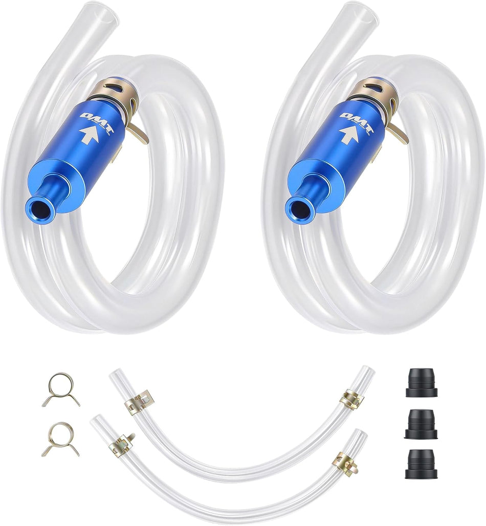 1 Pair Brake Bleeder Hose, 9pc One Way Check Valve Brake Bleeder Hose Set, Flexible PU Tubing with Steel Clamps & Dust Caps Universal for Cars and Motorcycles