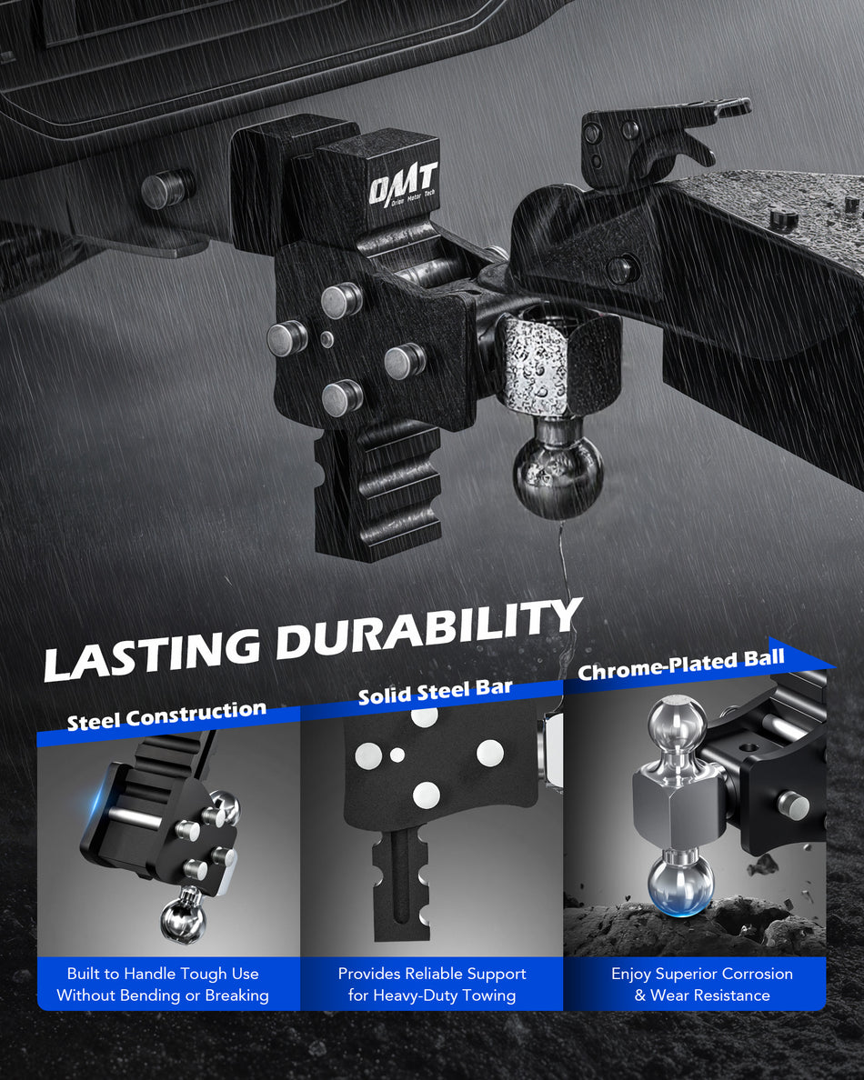 Orion Motor Tech Adjustable Trailer Hitch, 5" Drop Hitch with 2" & 2-5/16" Balls