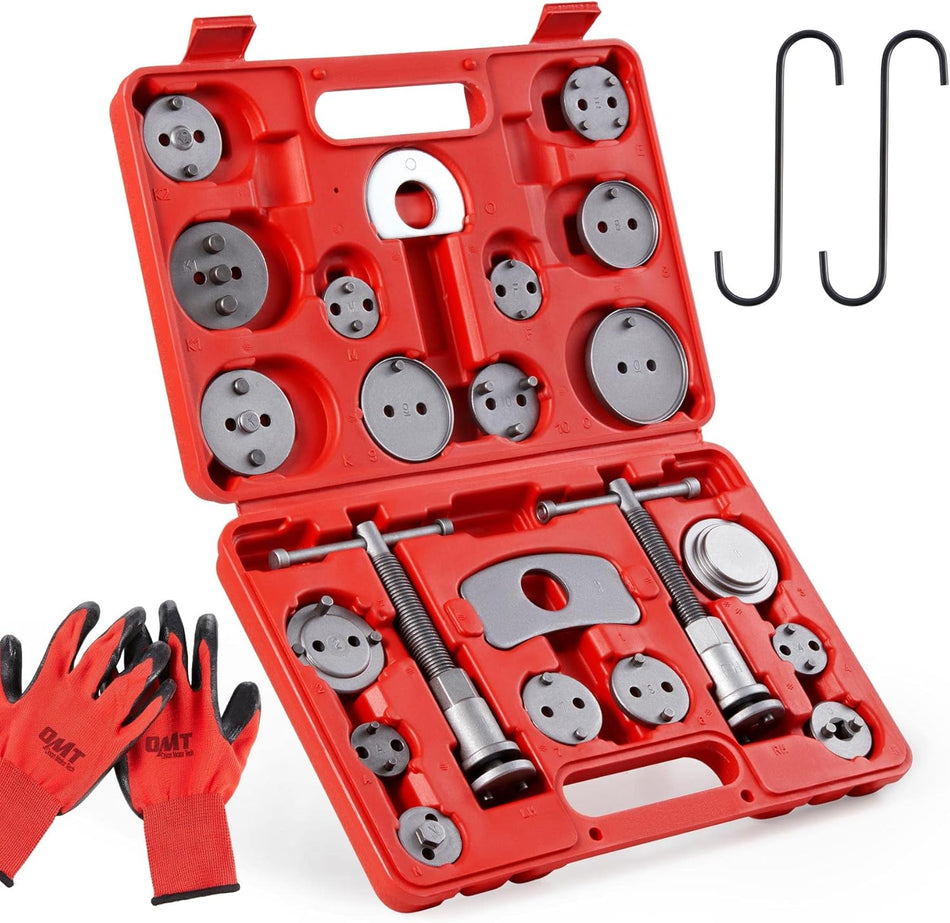 Brake Caliper Wind Back Tool Kit, 24pcs Brake Caliper Compression Tool Set, Red