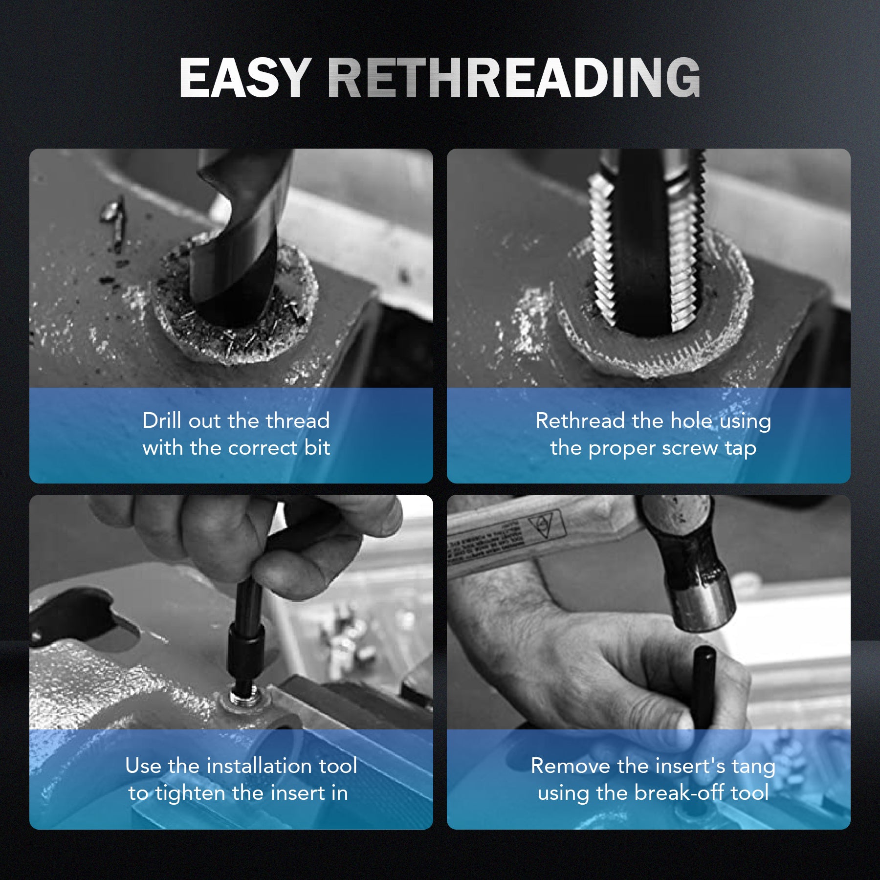 48 Piece Universal Rethreading Kit Thread Restorer Tool Set - OMT ...