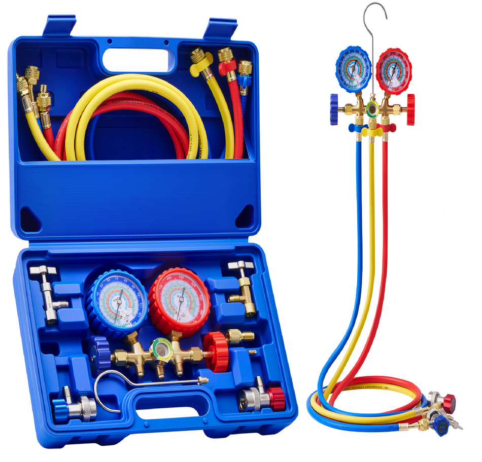 3 Way AC Manifold Gauge Set for R12 R22 R502 R134a Refrigerant,AC Gauge