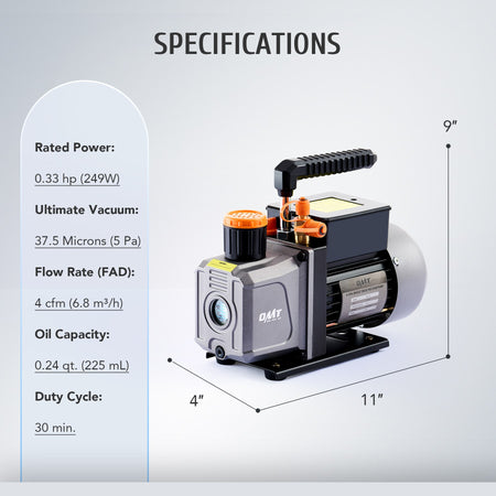 0.33 hp vacuum pump tool specafications