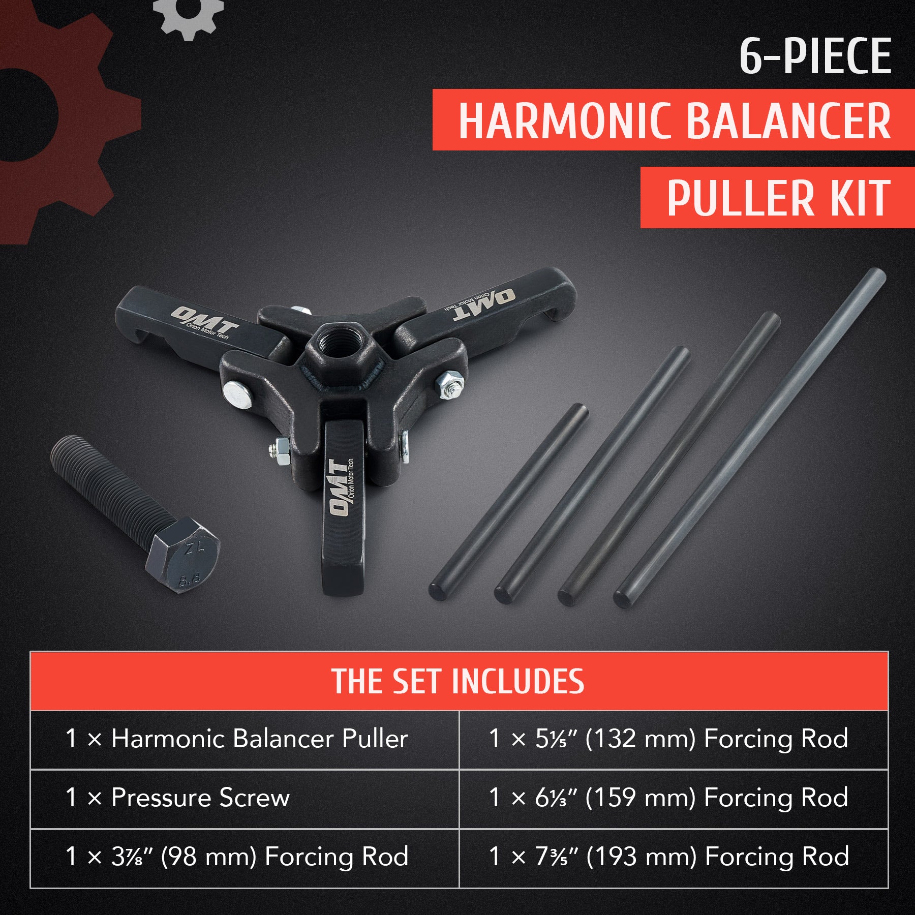 Harmonic Balancer Puller Kit, Adjustable 3 Jaw Puller Tool Set for Removing  Harmonic Dampers and Balancers with Push Bolt 4 Forcing Rods Compatible