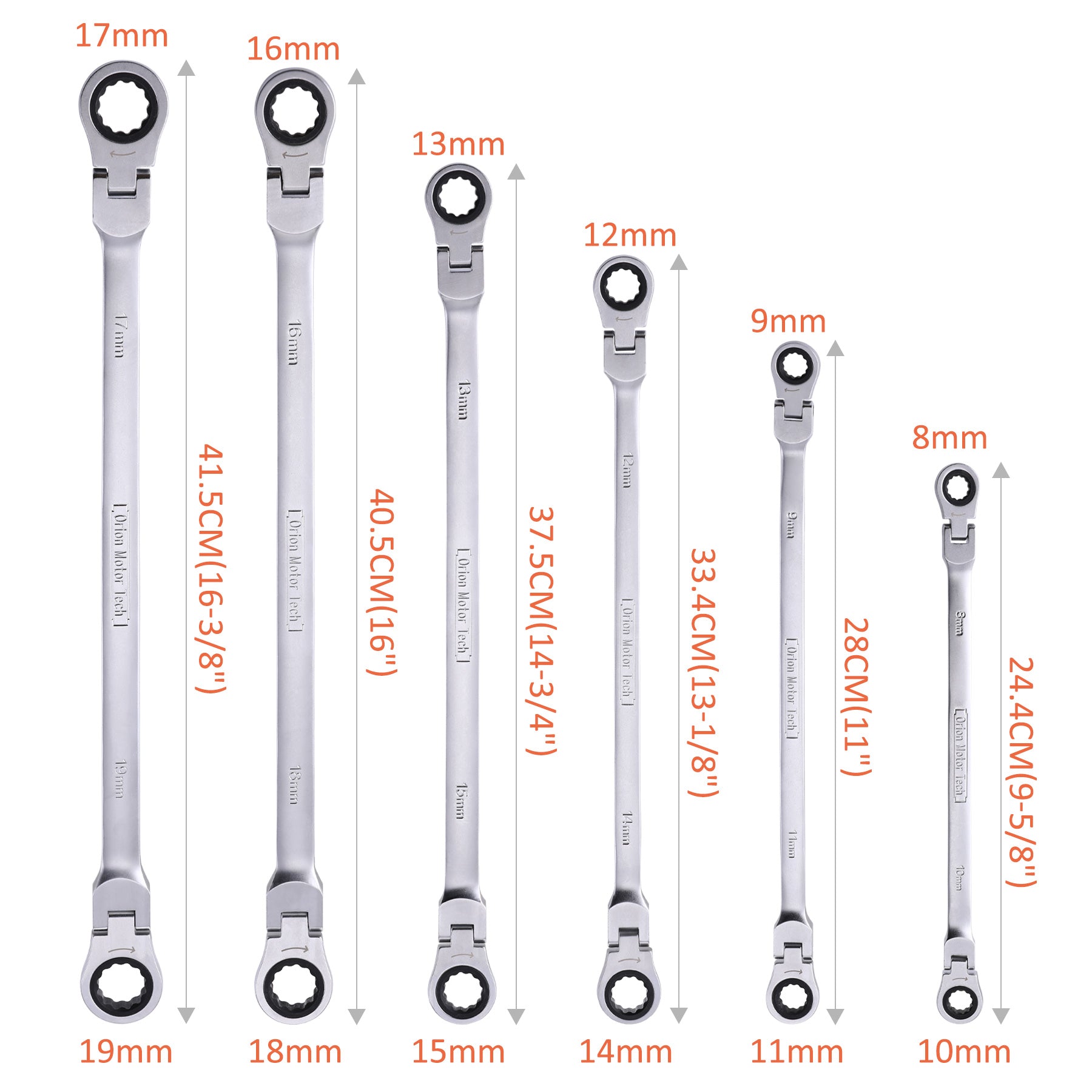 Gear Wrench，Extra Long Gear Ratcheting Wrench Set - Orion Motor