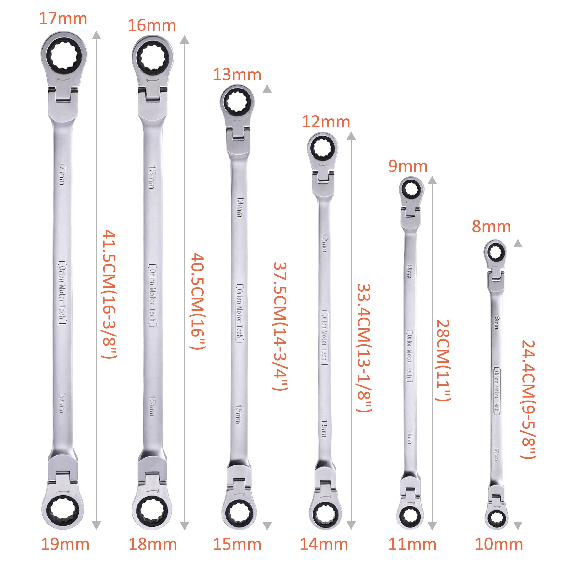 Gear Wrench，Extra Long Gear Ratcheting Wrench Set Orion Motor Tech