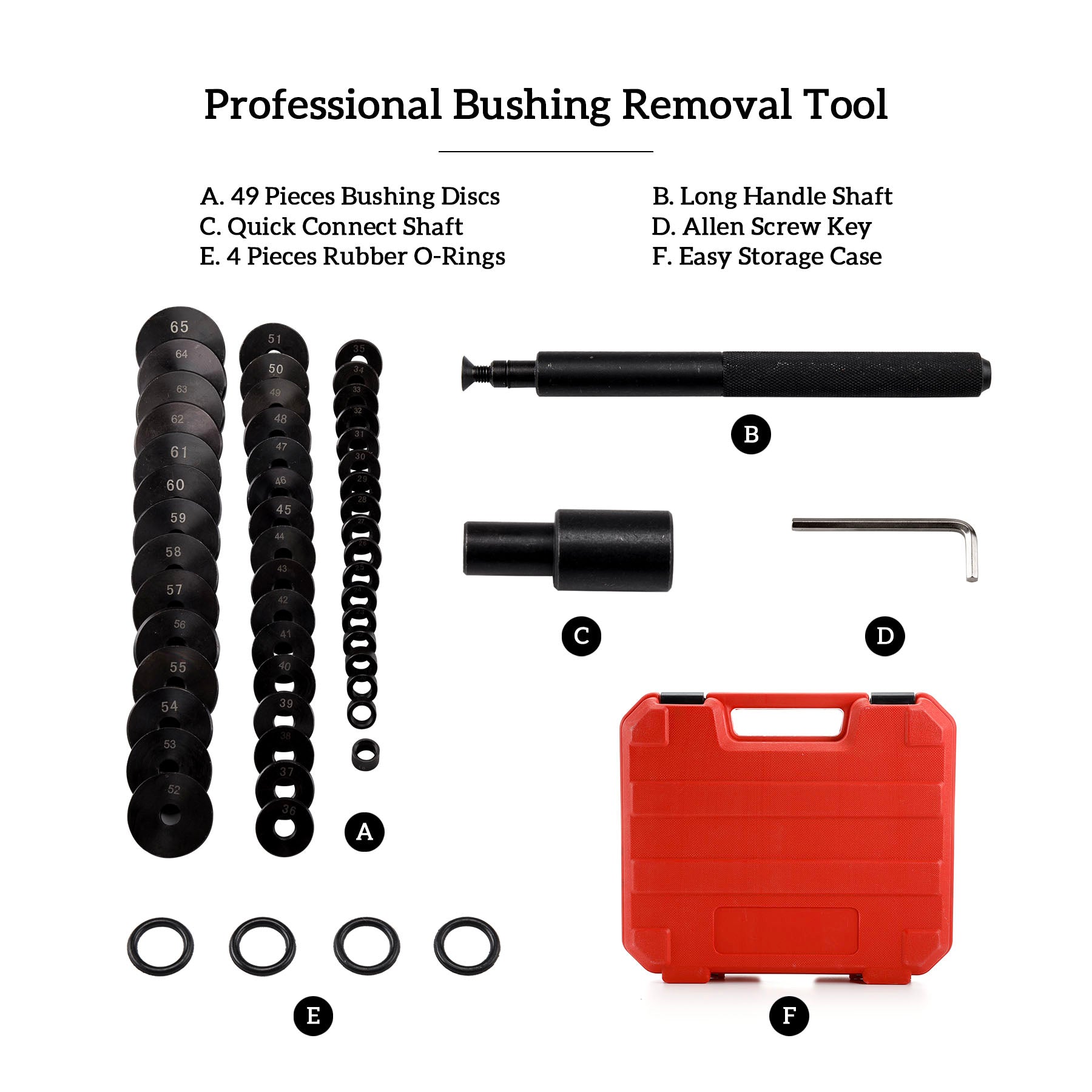 Custom Bushing Driver Set, 52pcs Bearing Race and Seal Tool Kit ...